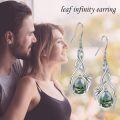 wholesale 925 Sterling Silver Moss Agate Palm Tree Leaf Drop Earring-0-4