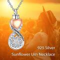 wholesale 925 Sterling Silver Heart-Shaped Flower Cremation Pendant with You Are My Sunshine Inscription and Cubic Zirconia Accents - Keepsake Memorial Jewelry-0-2