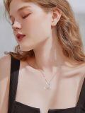 wholesale 925 Sterling Silver Heart Deer Pendant Necklace Cubic Zirconia Rose Gold Accent Women Jewelry-0-3