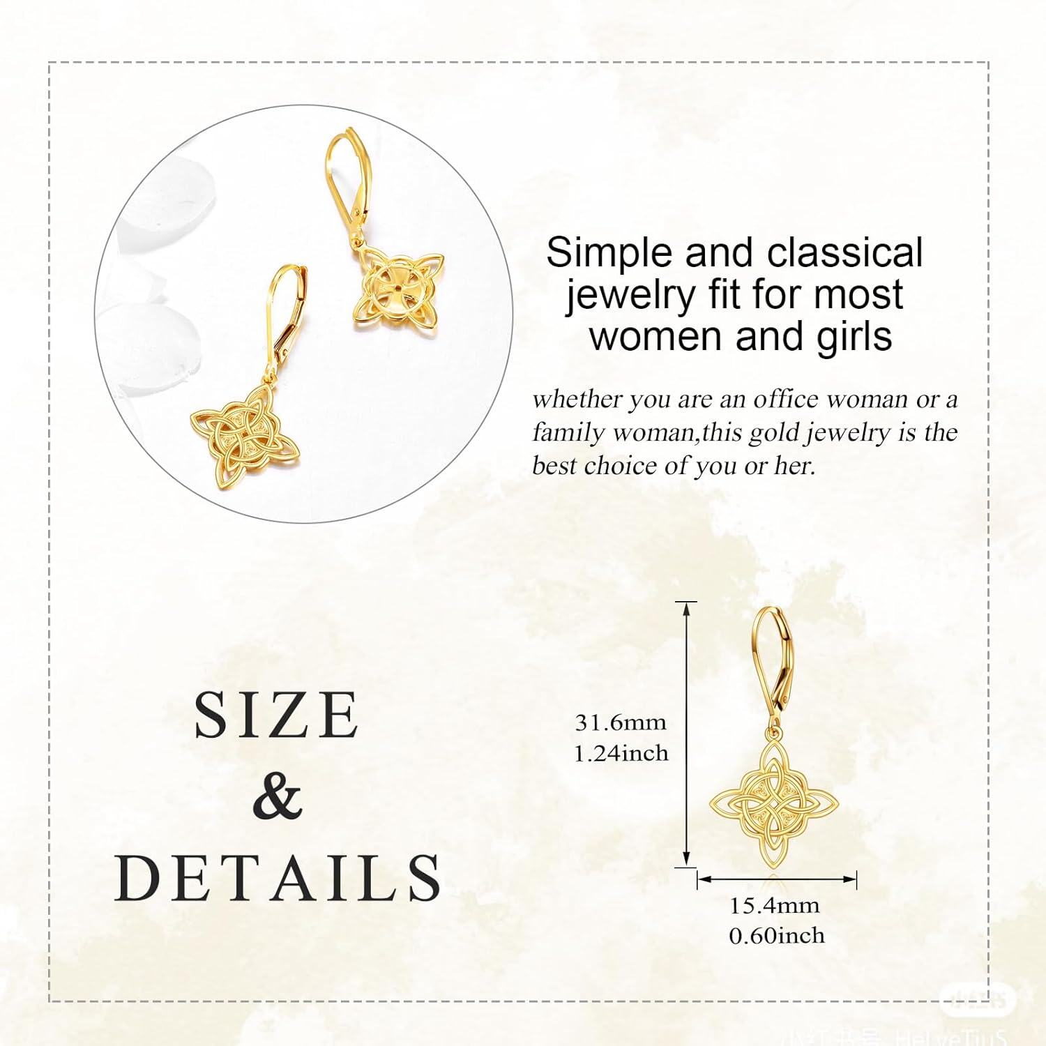 wholesale 14K Gold Celtic Knot Drop Dangle Leverback Earring Studs - Irish for Her-0-4