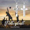 wholesale 925 Sterling Silver  Volleyball Bible Verse Cross Pendant Necklace for Women Sports Fans-0-5