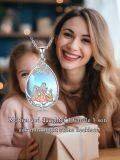 wholesale 925 Sterling Silver Teardrop Blue Moonstone Family Pendant Necklaces for Mom and Kids Gift Set-0-5