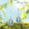 wholesale 925 Sterling Silver Tree of Life Turquoise Drop Earrings for Women-0-3