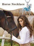 wholesale 925 Sterling Silver Turquoise Horse Pendant Necklace for Women Men  45cm Chain Length-0-3