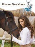 wholesale 925 Sterling Silver Horse Pendant Necklace With Turquoise Inlay-0-3