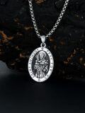 wholesale 925 Sterling Silver  Oval St Anthony Prayer Pendant Necklace for Men & Women-0-3