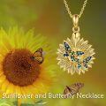 wholesale Gold 925 Sterling Silver Butterfly & Sunflower Locket Necklace w/ I Love You Forever Charm-0-4