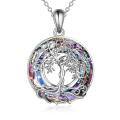 wholesale 925 Sterling Silver Tree Of Life Pendant With Blue Crystal Backdrop-0-6