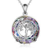 wholesale 925 Sterling Silver Tree Of Life Pendant With Blue Crystal Backdrop-Purple