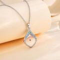 wholesale 925 Sterling Silver Teardrop Abalone Shell & Yellow Stone Pendant Necklace Christian Jewelry for Women-0-2