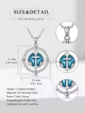 TOUPOP 925 Sterling Silver Anchor Compass Pendant Necklace-0-3