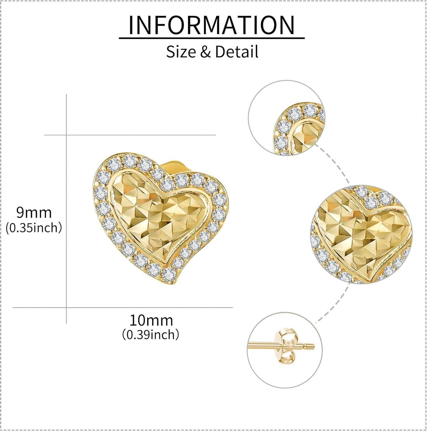 wholesale 14K Gold Heart-Shaped CZ Stud Earrings - Minimalist 14K Gold for Her-0-3