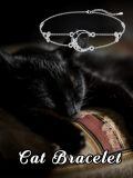 wholesale 925 Sterling Silver Black Onyx Adjustable Bracelet with Moon and Cat Design-0-3