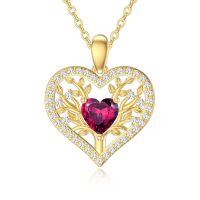 wholesale 14k Gold Heart Pendant With Ruby And Lab Diamond Accents-Ruby-7