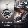 wholesale 925 Sterling Silver Witch's Knot Celtic Knot Pendant Necklace for Women - Gothic Punk Style  48cm Chain Length-0-5