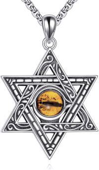 wholesale 925 Sterling Silver Tiger's Eye Hexagon Evil Eye Pendant Necklaces for Men Women Boys Girls-Modern