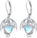 wholesale 925 Sterling Silver Heart-Shaped Moonstone Dragon Drop Earrings for Women-0-0