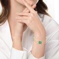 wholesale 925 Sterling Silver Green Enamel Cubic Zirconia Accent Four-Leaf Clover Chain Bracelet for Women-0-5