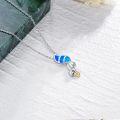 wholesale 925 Sterling Silver Blue Opal Squirrel Pendant Necklace for Women Girls-0-2