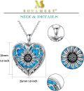 wholesale 925 Sterling Silver Blue Opal Heart Sunflower Necklace - 1 Inch Dainty Pendant with Adjustable Chain, Meaningful Gift for Women-0-4