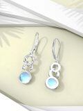 wholesale 925 Sterling Silver Platinum Plated Blue Opalite Chain Link Drop Earrings-0-5