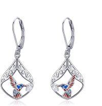 wholesale 925 Sterling Silver Hummingbird Filigree Teardrop Leverback Dangle Earrings for Women Girls Gifts-Hummingbird