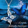 wholesale 925 Sterling Silver Blue Butterfly Crystal Pendant Necklace s for Women-0-2