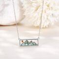 wholesale 925 Sterling Silver Mountain Scene Pendant with Turquoise and White Shell Opals Christian Faith Jewelry-0-1