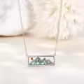 wholesale 925 Sterling Silver Mountain Scene Pendant with Turquoise and White Shell Opals Christian Faith Jewelry-0-1