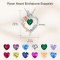 wholesale TOUPOP May Birthstone Necklace 925 Sterling Silver Rose Heart Emerald Necklace Heart Butterfly Pendant Necklace Jewelry Anniversary Birthday Christmas Gifts For Women Her Wife Girlfriend Mom -0-4
