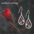 wholesale 925 Sterling Silver Red Cardinal Teardrop Dangle Earrings-0-4