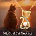 wholesale 14K Solid Opal Heart Cat Pendant Necklace - Mothers Day Gifts-0-1