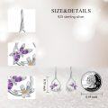 wholesale 925 Sterling Silver Purple Flower and Butterfly Dangle Drop Earrings  for Women-0-3