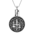 TOUPOP Sterling Silver & Stone Oxidation Tree Of Life Urn Necklace w/Funnel-0-0