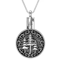 TOUPOP Sterling Silver & Stone Oxidation Tree Of Life Urn Necklace w/Funnel-undefined