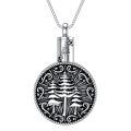 TOUPOP Sterling Silver & Stone Oxidation Tree Of Life Urn Necklace w/Funnel-0-0