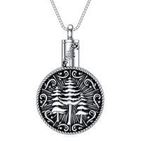 TOUPOP Sterling Silver & Stone Oxidation Tree Of Life Urn Necklace w/Funnel-undefined