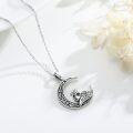 wholesale 925 Sterling Silver Fox in Crescent Moon Celtic Knot Pendant Necklace Hypoallergenic s for Men & Women-0-2