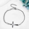 wholesale 925 Sterling Silver Celtic Knot Cross Charm Chain Bracelet s for Women Girls-0-3