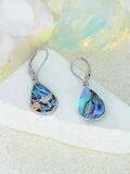 wholesale 925 Sterling Silver Hummingbird Teardrop Abalone Shell Drop Earrings Gift for Women Girls-0-3