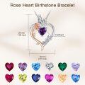 TOUPOP Sterling Silver Rose Heart Birthstone Necklace Butterfly Pendant-0-4