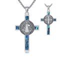 wholesale 925 Sterling Silver Abalone Shell Cross Pendant Necklace with Rose Crucifix and Saint Benedict Design-0-0