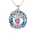 TOUPOP Sterling Silver No Gemstone Tree Of Life Birthstone Necklace-0-0