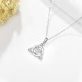 wholesale 925 Sterling Silver White Gold Plated Celtic Trinity Knot Opal Pendant Necklace-0-1