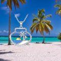 wholesale 925 Sterling Silver Blue Opal Palm Tree Island Pendant Necklace-0-5
