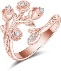 wholesale 925 Sterling Silver Rose Flower Ring Adjustable Rose Jewelry for Women-Rose Gold Flower