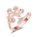 wholesale 925 Sterling Silver Rose Branch Ring With Zircon Accents-0-0