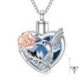 TOUPOP Sterling Silver Crystal Hummingbird Urn Necklace For Ashes-0-0