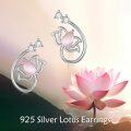 wholesale 925 Sterling Silver Pink Cat's Eye Lotus Flower Stud Earring-0-11