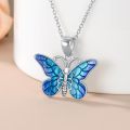 wholesale 925 Sterling Silver Purple & Yellow Enamel Butterfly Pendant Necklace for Women Gifts-0-13